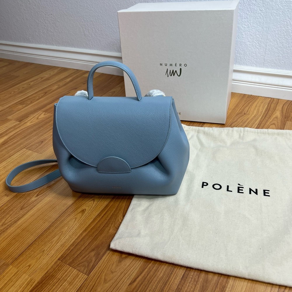 BRAND NEW IN BOX! Polene Numero Un Number One Handbag, Light Blue Polar Color